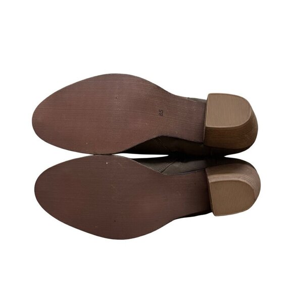 Diba Brown Leather Ankle Boots With Side Zipper & Stacked Heel NWOT - Picture 7 of 9